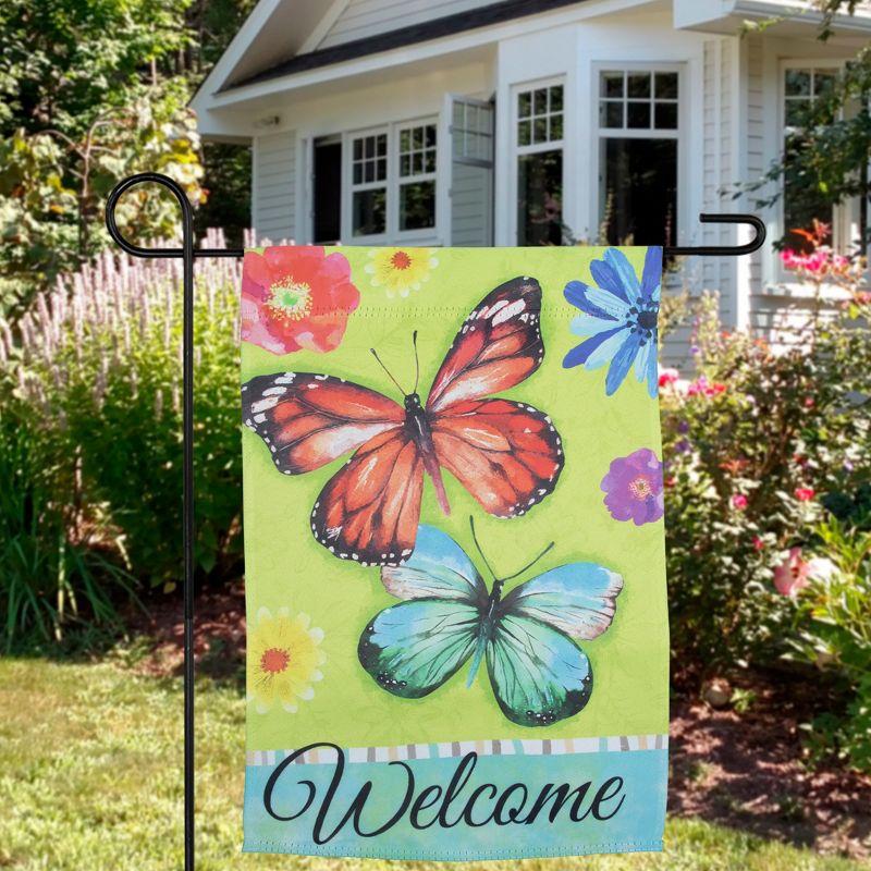 Northlight Welcome Butterflies Outdoor Floral Garden Flag 12.5" x 18"