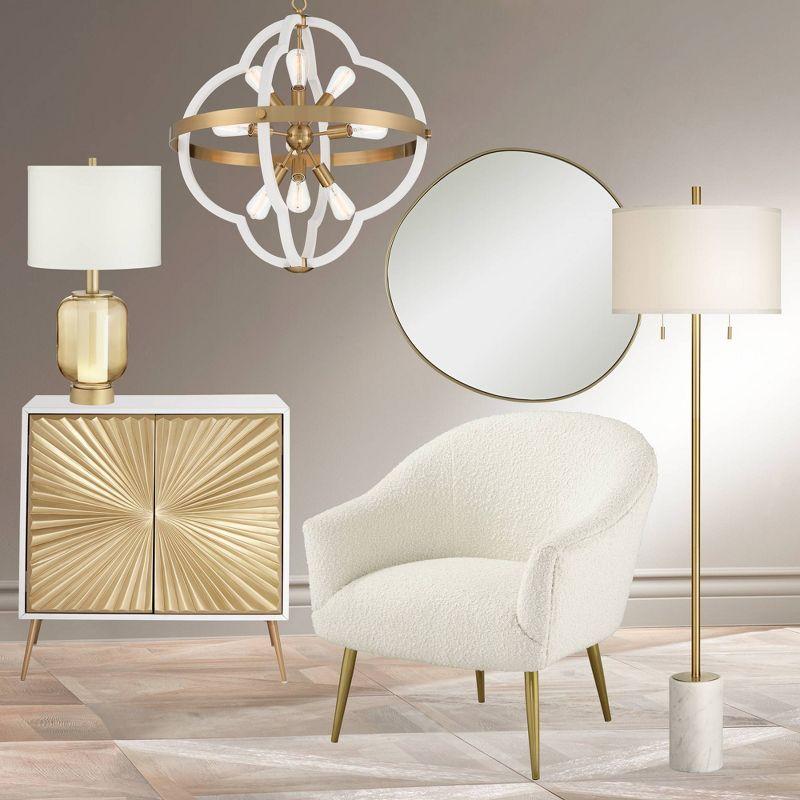 Possini Euro Design Rorschach Uneven Round Vanity Wall Mirror Modern Champagne Frame 30" Wide for Bathroom Bedroom Living Room Office Entryway House