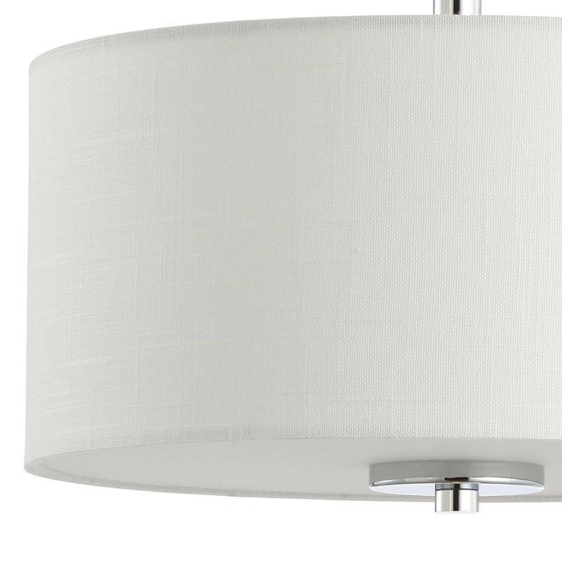 15" Marc Metal/Linen LED Semi-Flush Mount Chrome - JONATHAN Y: ETL Listed, 2-Light Fixture