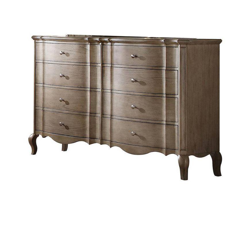 Elegant Antique Taupe Dresser with Dovetail and Felt-Lined Drawers