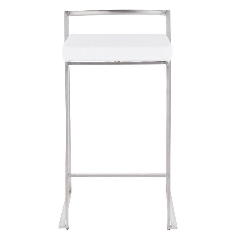 Set of 2 Fuji Contemporary Stackable Barstools White: Velvet Upholstery, 27.75" Seat Height - LumiSource