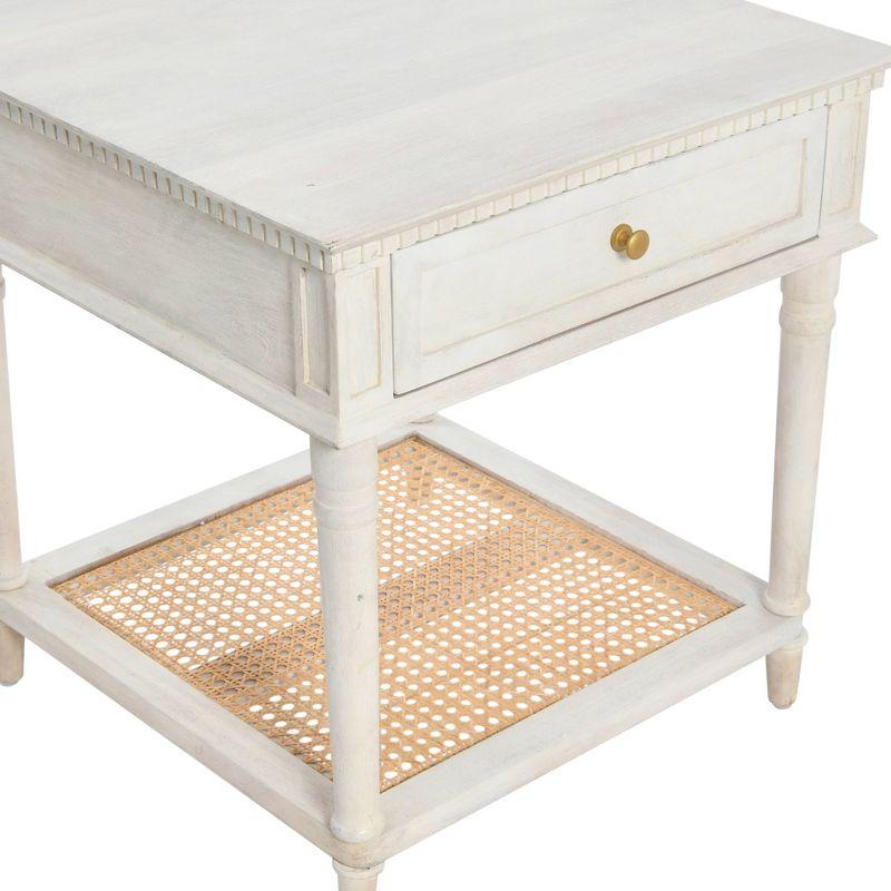 Storied Home Maxwelton End Table White: Square Acacia & MDF, Adult Assembly Required