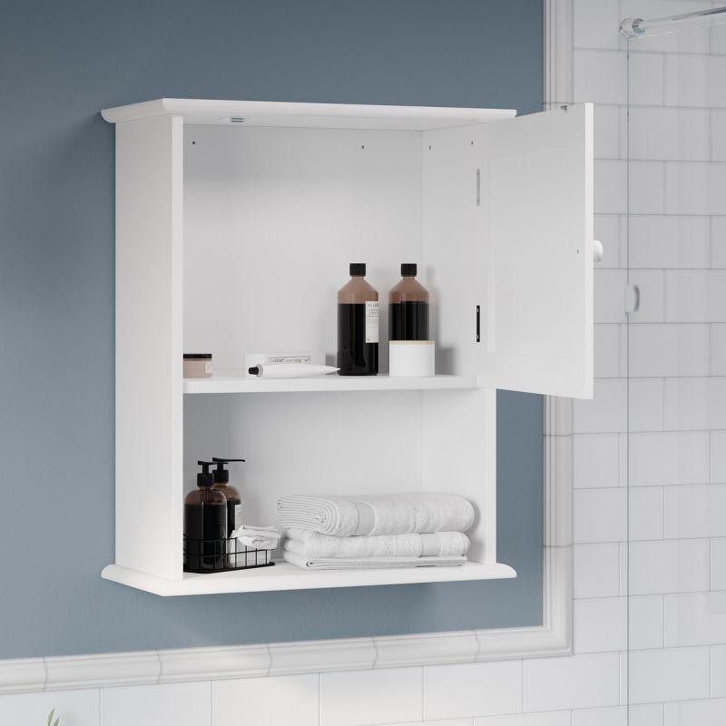 Wall-Mounted Storage Cabinet – Kitchen, Pantry, Laundry Room or Bathroom Organizer with Open Shelf – Bathroom Storage Furniture by Lavish Home (White)