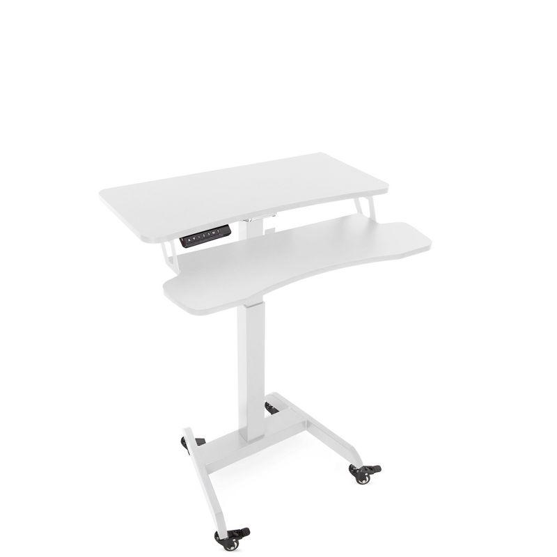 Cruizer Premier Electric Height Adjustable Mobile Podium with Keyboard Tray – White – Stand Steady