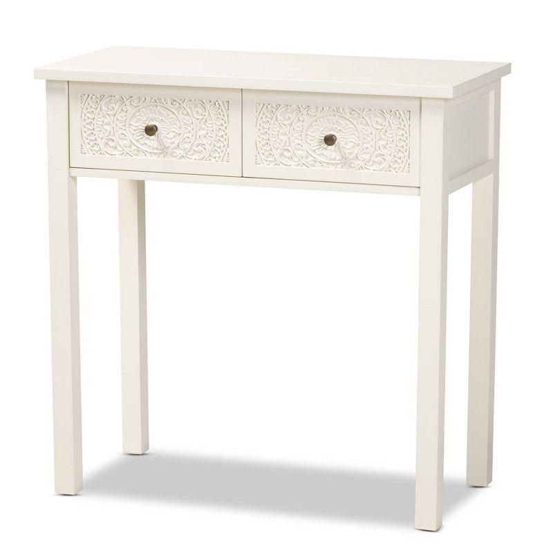 Lambert Wood 2 Drawer Console Table White - Baxton Studio