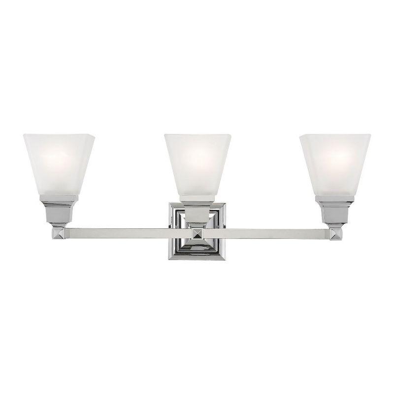 Polished Chrome 3-Light Bath Vanity with Milk Glass Shades