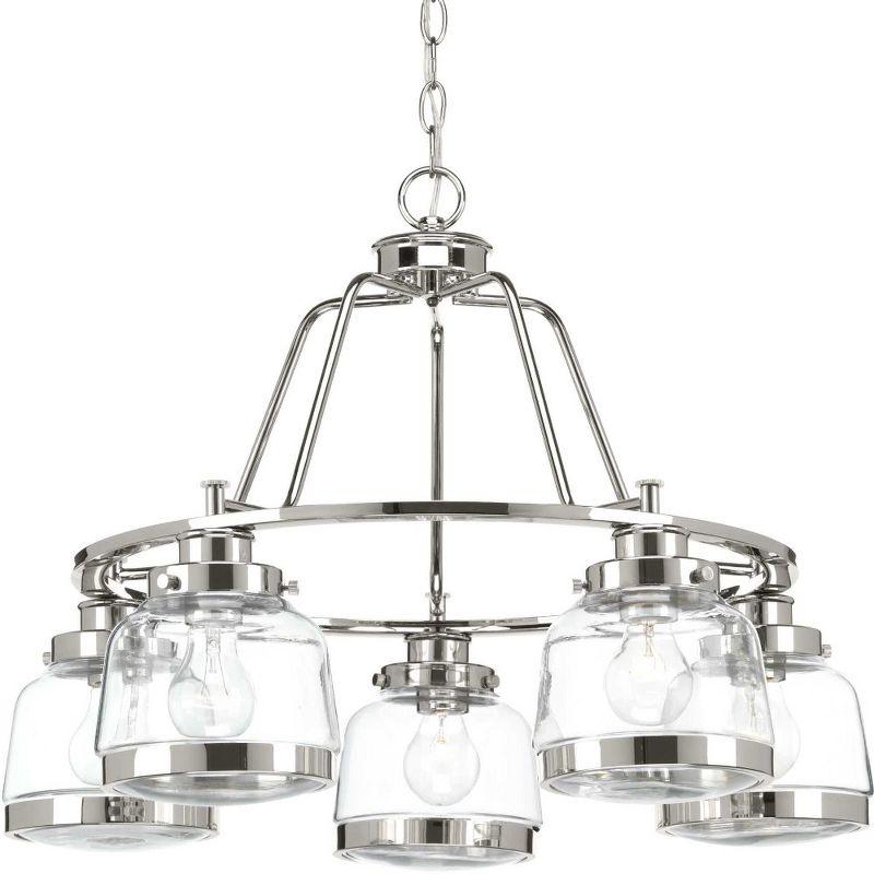 Progress Lighting Judson 5-Light Chandelier, Antique Bronze, Schoolhouse Globe, Canopy Included, Shade Dimensions: 6.5 x 5.25