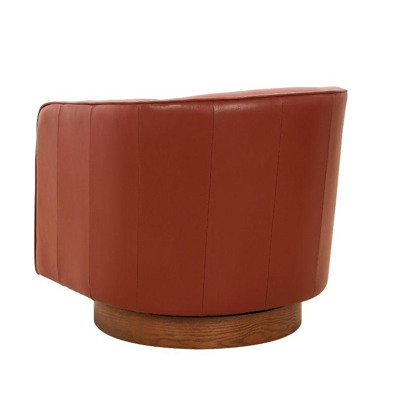 Taos Caramel Top Grain Leather Swivel Barrel Chair