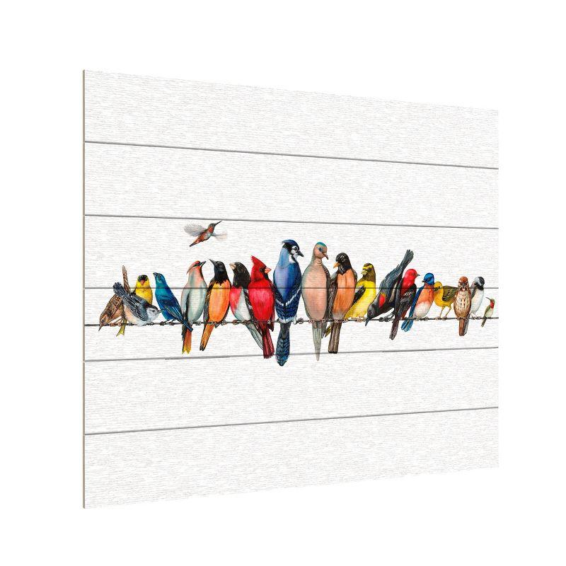 Trademark Fine Art -12"x16"  Wendy Russell 'Large Bird Menagerie Ii' Wood Slat Art