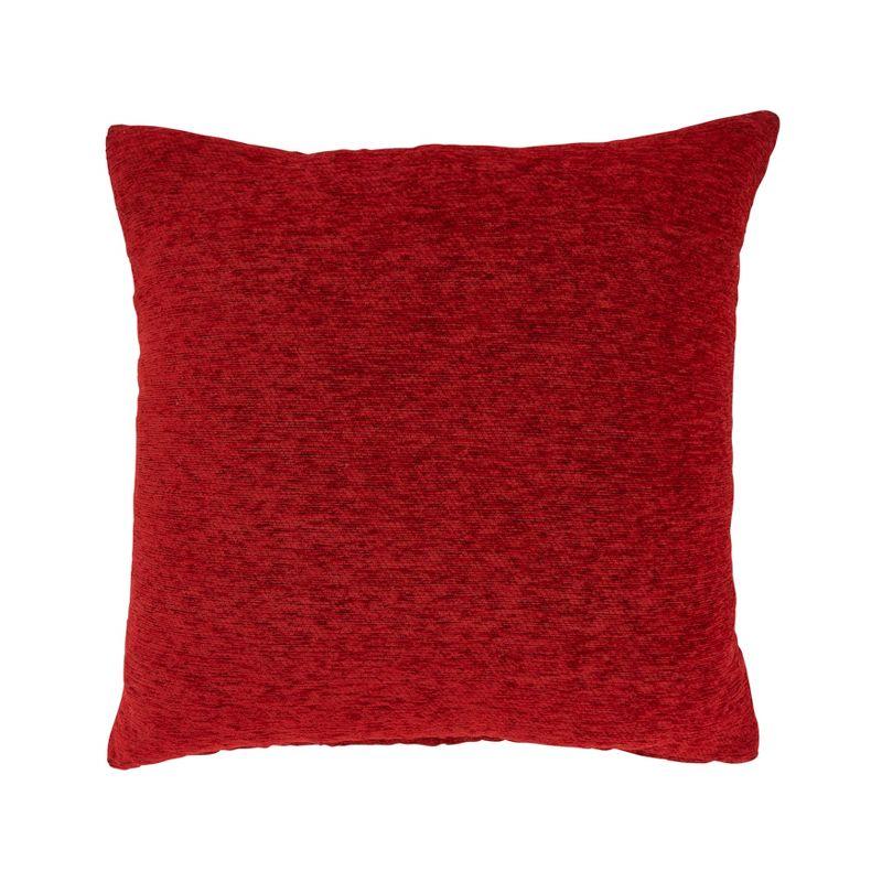 Red and White Chenille Jacquard Snowflakes Throw Pillow, 18"x18"