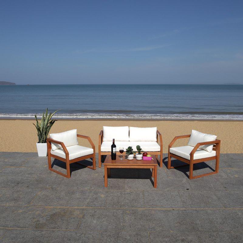 Dren 4 Piece Living Set - Indoor/Outdoor - PAT7067 - Natural/Beige - Safavieh