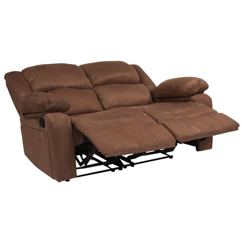 Chocolate Brown Microfiber Reclining Loveseat with Pillow-top Arms