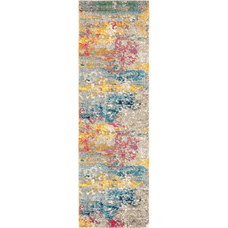 Multicolor Abstract Synthetic 10-Foot Runner Rug