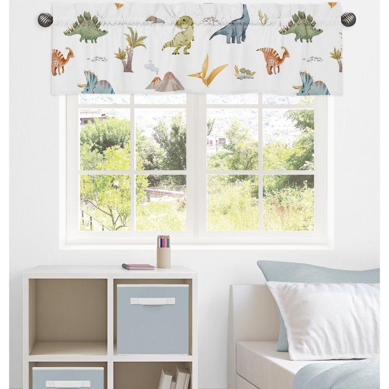 Sweet Jojo Designs Window Valance Treatment 54in. Watercolor Dinosaur Dino Multicolor