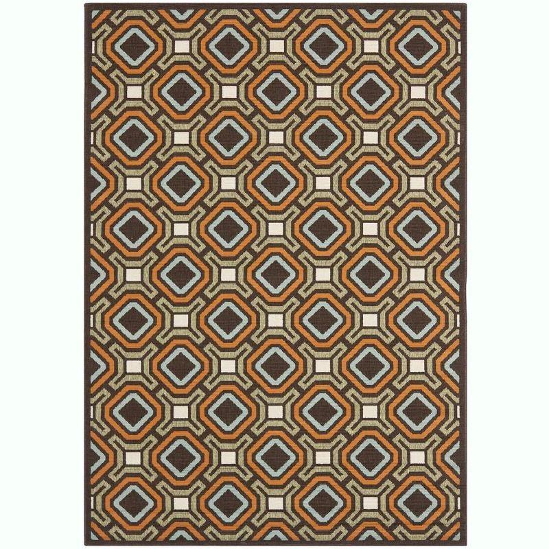 Veranda VER089 Power Loomed Indoor and Outdoor Area Rug - Chocolate/Terracotta - 5'3"x7'7" - Safavieh.