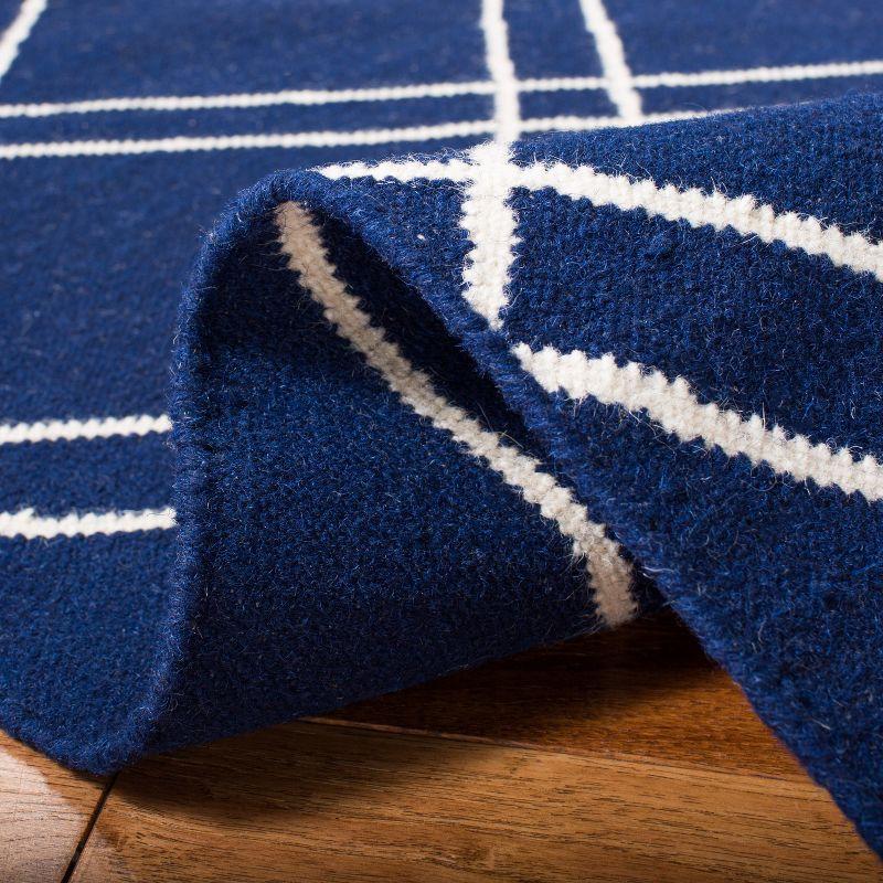 Dhurries DHU638 Hand Woven Area Rug - Navy/Ivory - 8'x10' - Safavieh.