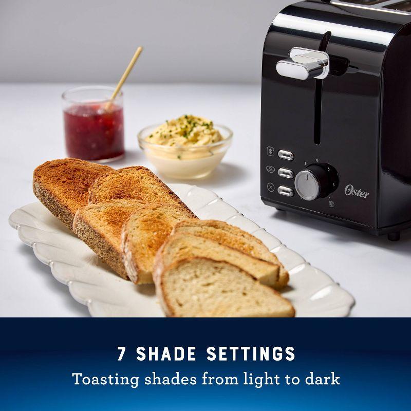 Oster 2-Slice Toaster With Extra-Wide Slots Black/Stainless Steel: Bagel Maker, 800W, Spot Clean, 1-Year Warranty