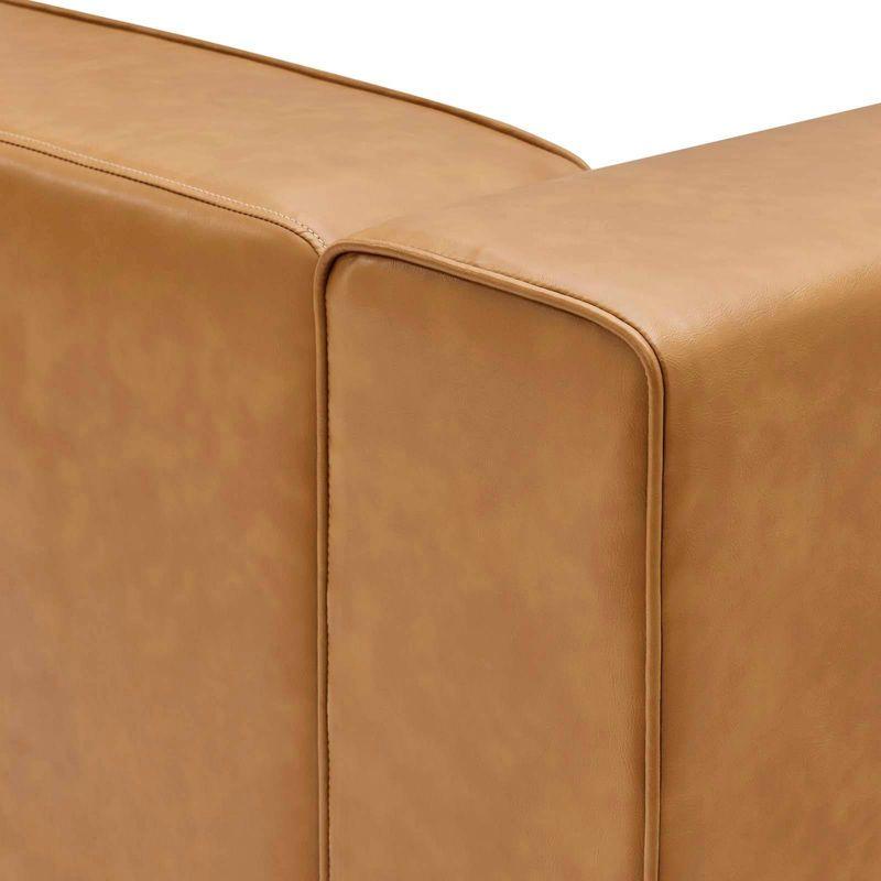 Modway 2pc Mingle Vegan Leather Sectional Sofa Loveseat Tan: Modern Upholstered Modular Couch, Wood Frame