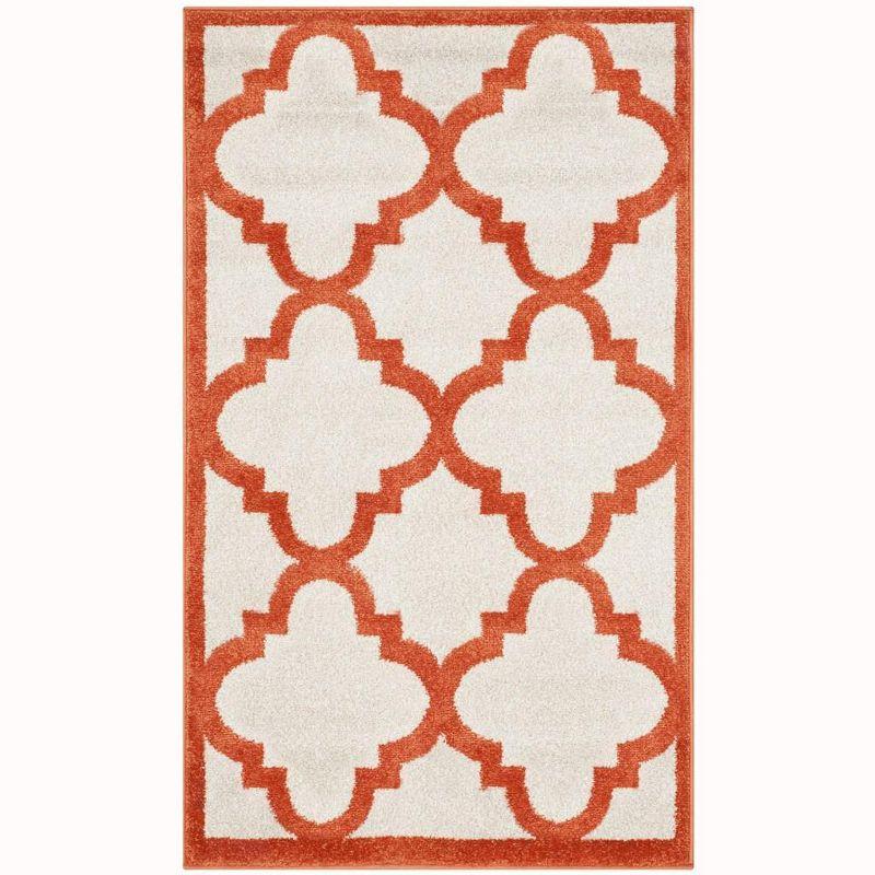 Beige & Orange Hand-Knotted Easy-Care Rectangular Rug