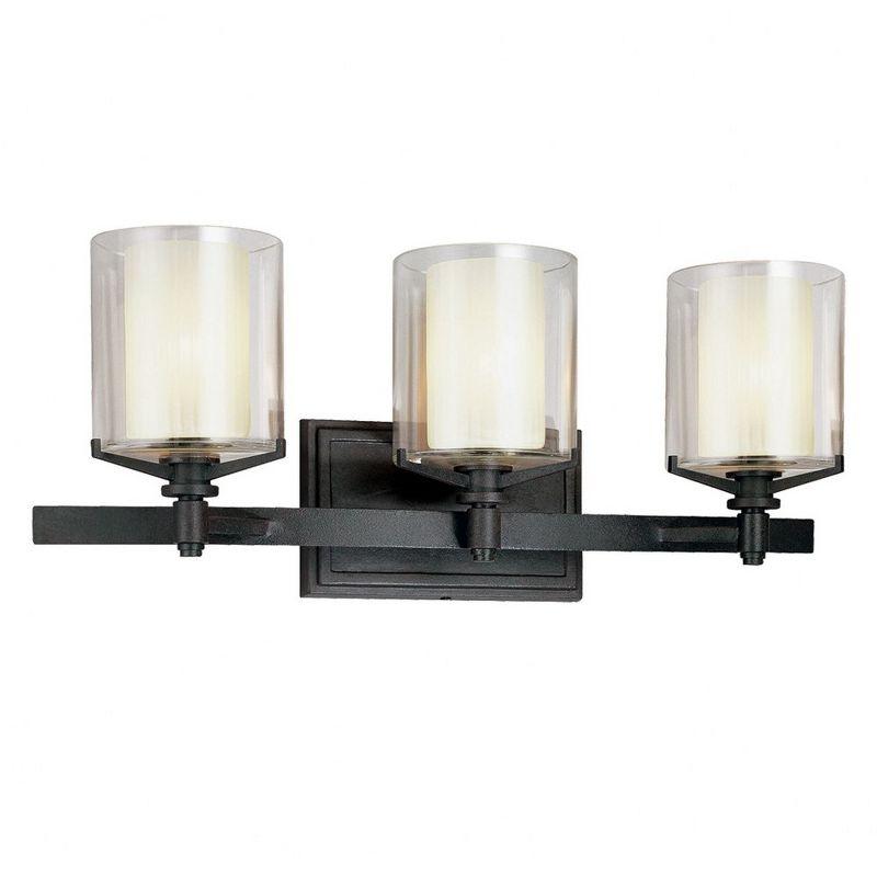 French Iron 3-Light Vanity with Clear Glass Shades