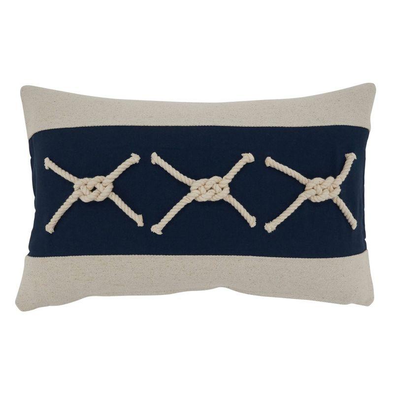 12"x20" Oversize Rope Knots Applique Lumbar Throw Pillow Cover - Saro Lifestyle