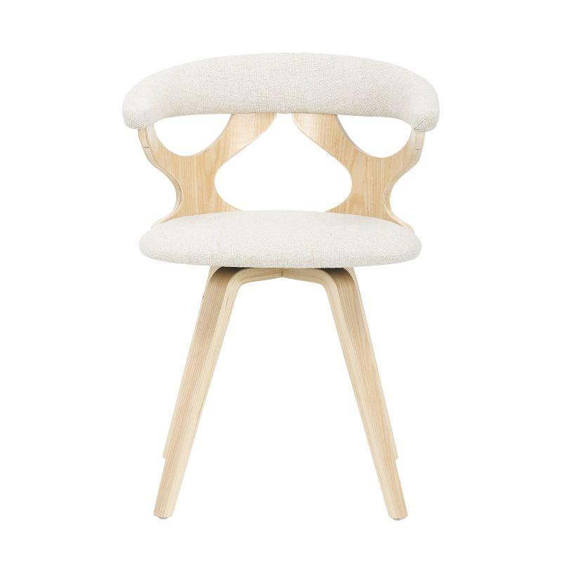 Gardenia Mid-Century Modern Dining Accent Chair with Swivel Wood/Polyester Natural/Cream - LumiSource