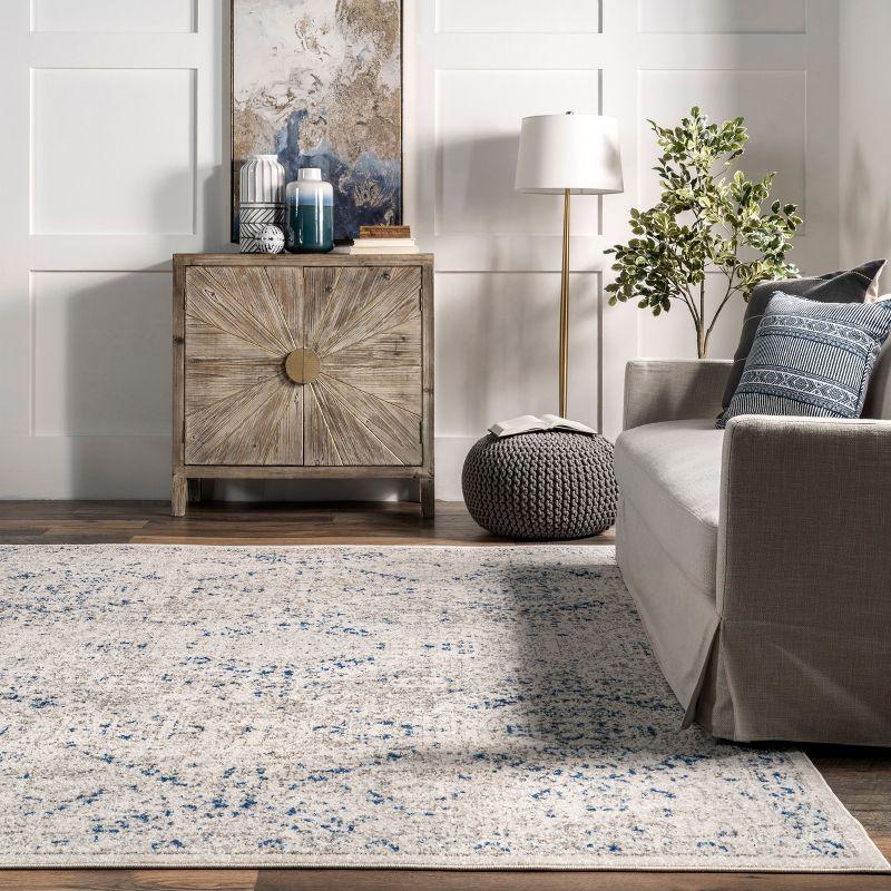 Nuloom Minta Medallion 2x3 Accent Indoor Area Rug for Living Room Bedroom Dining Room Entryway Kitchen, Blue/Off White