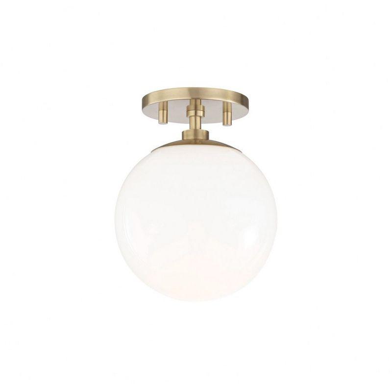 Mitzi Stella 1 - Light Semi-Flush Mount in  Aged Brass White Shade