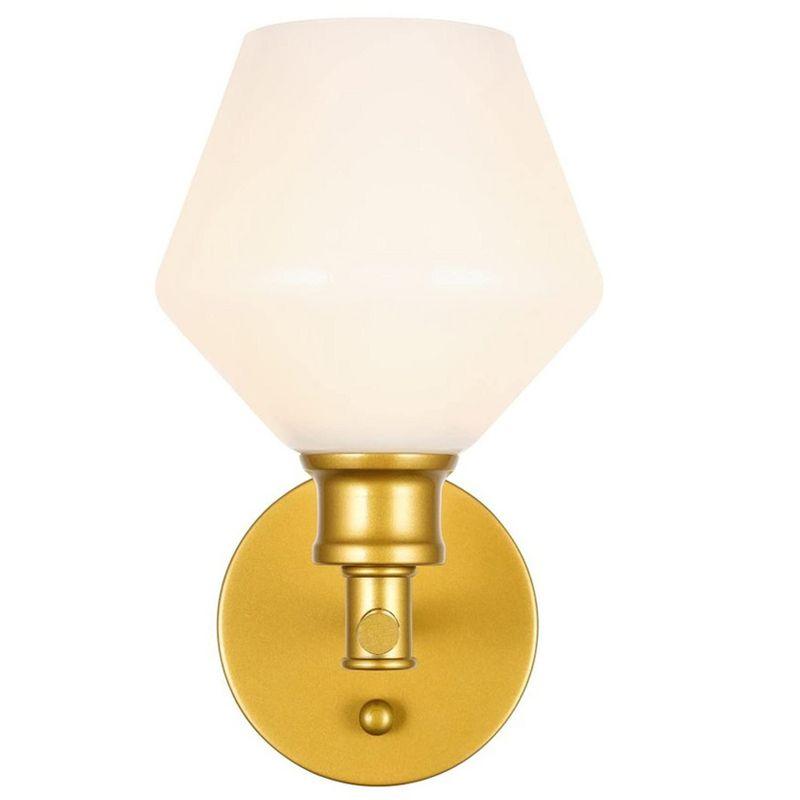 Elegant Lighting Gene 1 light Brass and Frosted white glass Wall sconce