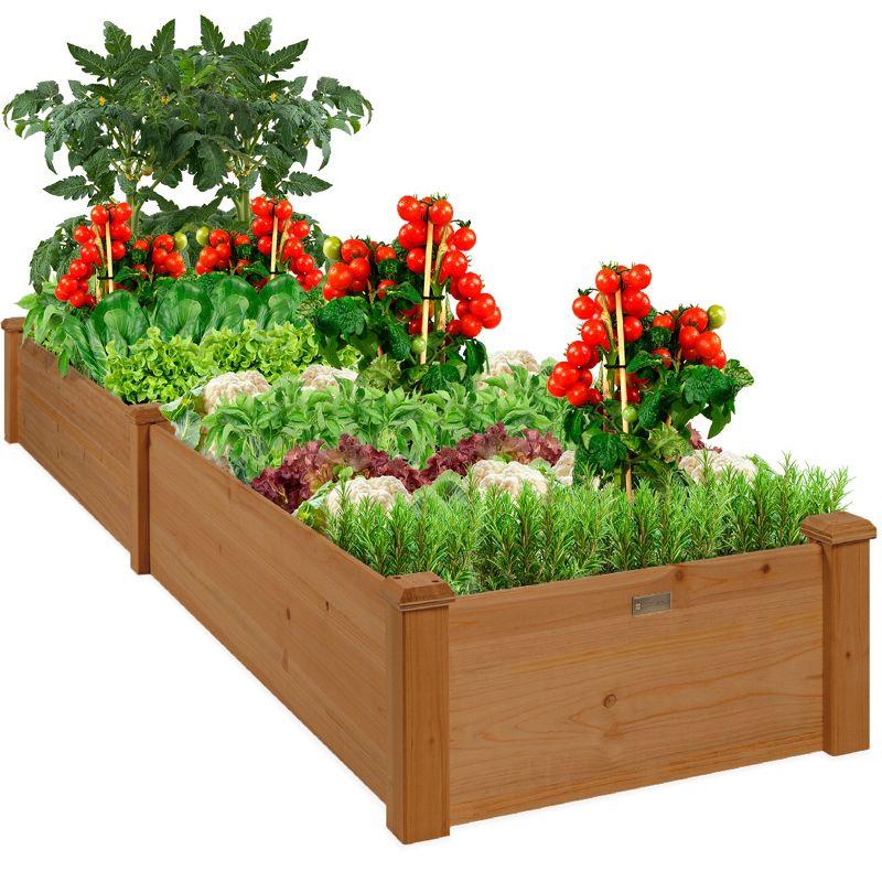 Ritums 8x2ft Outdoor Wooden Raised Garden Bed Planter for Grass, Lawn, Yard