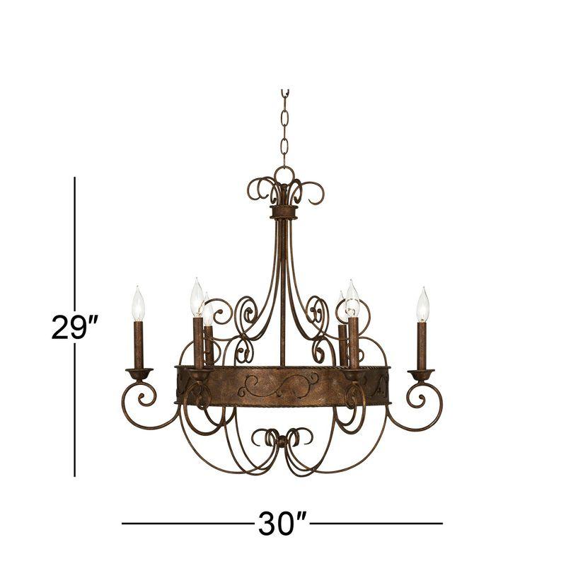 Franklin Iron Works Geralt Bronze Chandelier 30" Wide Rustic Farmhouse Candle Sleeves 6-Light Fixture for Dining Room House Kitchen Island Entryway