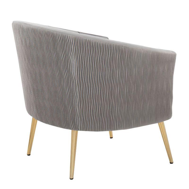 Tania Pleated Waves Accent Chair Silver/Gold - Lumisource: Velvet Upholstery, Gold Metal Legs, Chic Bedroom Decor