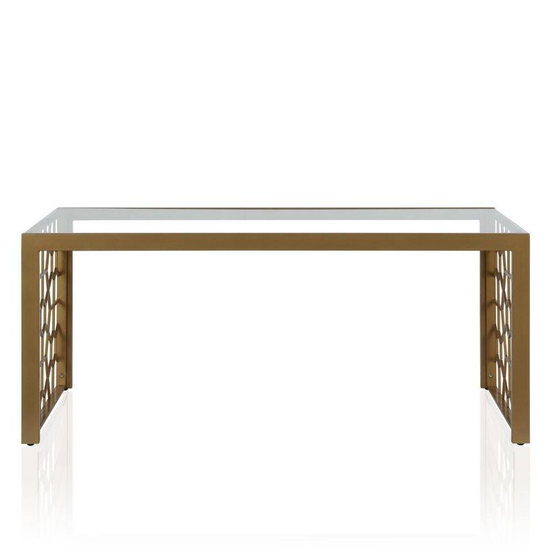 Juliette Brass-Finished Metal & Tempered Glass Rectangular Coffee Table