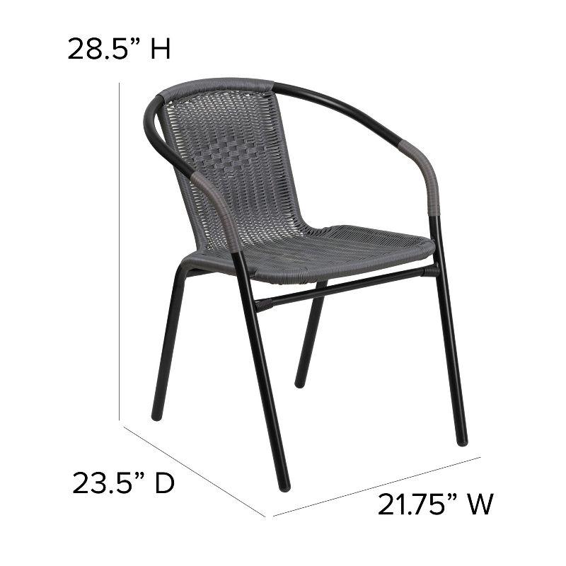 Gray Rattan Stackable Patio Dining Chairs, Set of 2