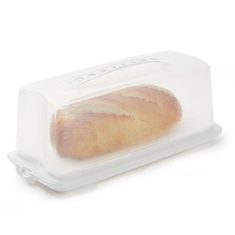 Clear Plastic Bread Box with Lid and Handle, 14.5 x 5.75 x 6.25 in