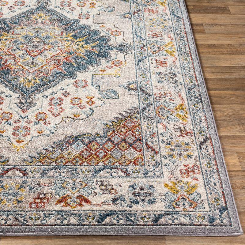 Elegant Gray Kashan 5'3" x 7'3" Reversible Synthetic Rug