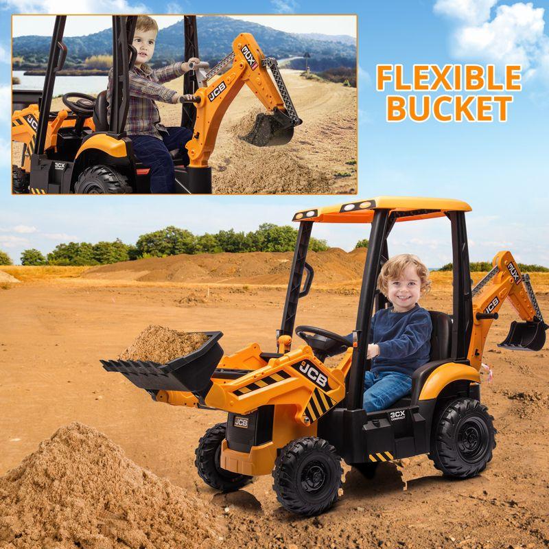 12V Licensed JCB Ride On Excavator, 4 in 1 Kids Excavator Ride On Toy with Remote Control