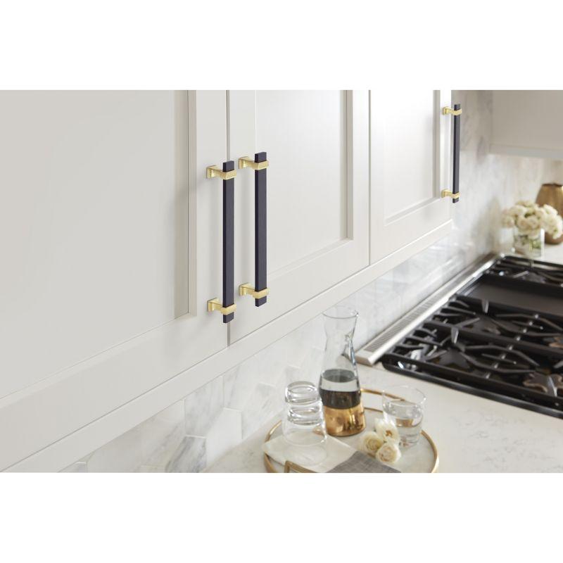 Amerock Overton 6-5/16 inch (160mm) Center-to-Center Brushed Matte Black/Brushed Gold Cabinet Pull