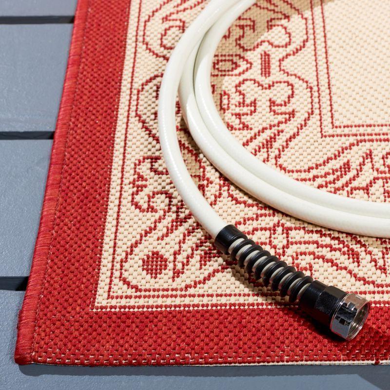 Courtyard CY2099 Power Loomed Indoor/Outdoor Area Rug - Natural/Red - 6'7"x6'7" - Safavieh.