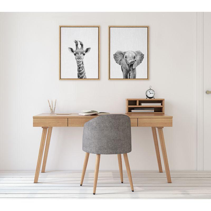 (Set of 2) Sylvie Baby Giraffe Elephant Framed Canvas by Simon Te - Kate & Laurel All Things Decor