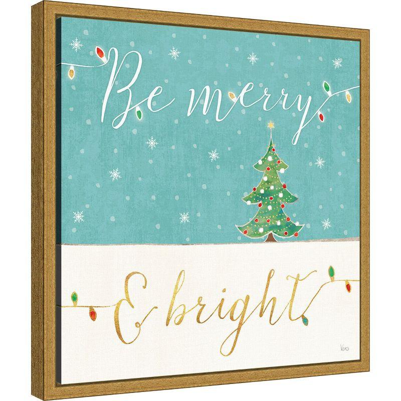 Amanti Art Be Merry and Bright Christmas Tree by Veronique Charron Canvas Wall Art Print Framed 16 x 16-in.