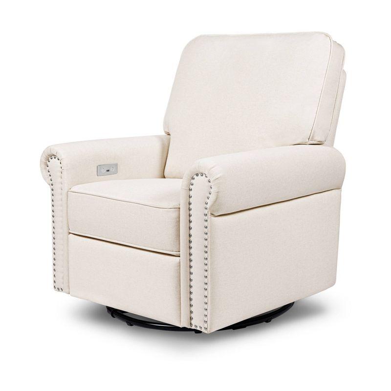 Cream Eco-Weave Swivel Recliner with USB Port