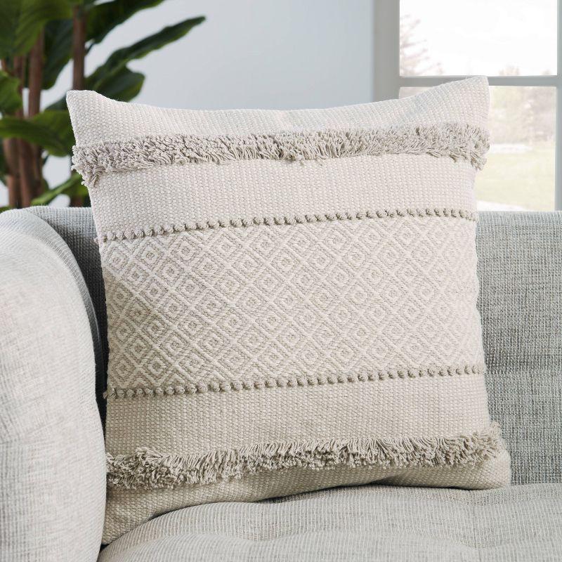 20"x20" Oversize Imena Geometric Poly Filled Square Throw Pillow Light Gray/Ivory - Jaipur Living