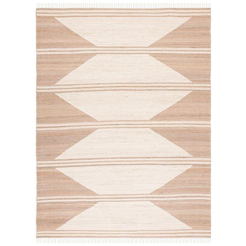 Kilim With Fringes KLM451 Hand Woven Area Rug - Natural/Ivory - 8'x10' - Safavieh