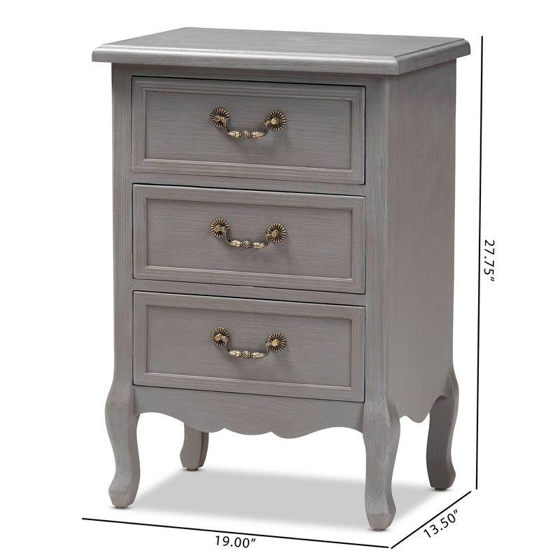 3 Drawer Capucine Finished Wood Nightstand Gray - Baxton Studio