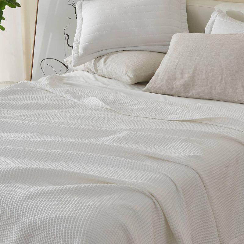 White Cotton Waffle Weave Throw Blanket 50"x60"