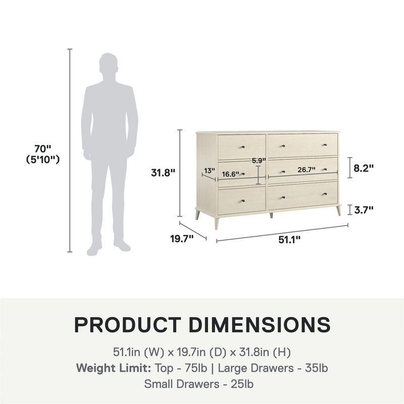 Ameriwood Home Farnsworth 6-Drawer Dresser, Ivory Oak