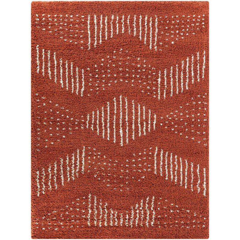 Rust Faux Shearling Kids' Rug with Global Design