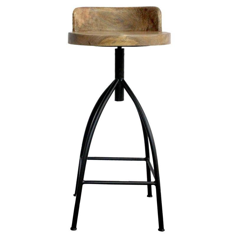 The Urban Port 30-35" Industrial Style Adjustable Swivel Stool with Backrest and Height Options Brown/Black