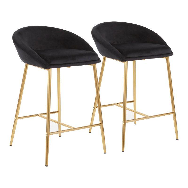 Wenty Glam Upholstered Counter Stool with Metal Frame (Set of 2)